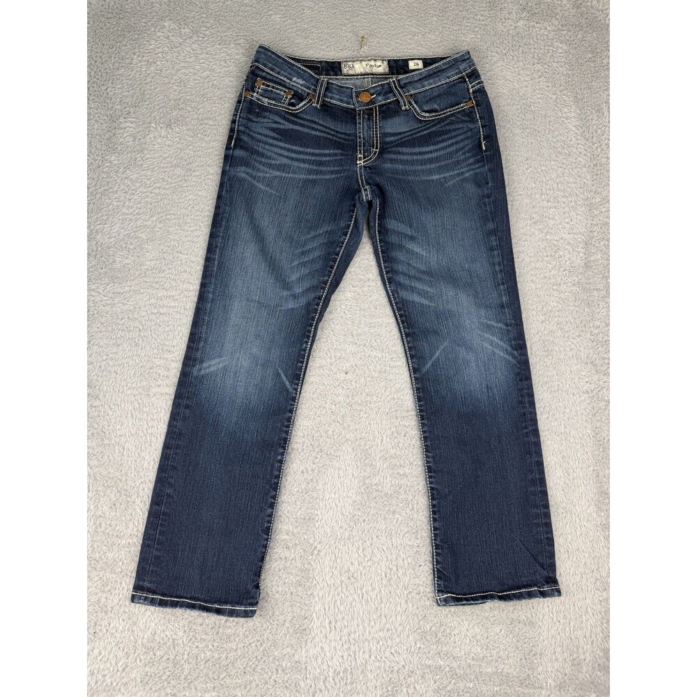 BKE Payton Jeans Womens 28 Dark Wash Straight Leg Stretch Contrast Stitch Denim